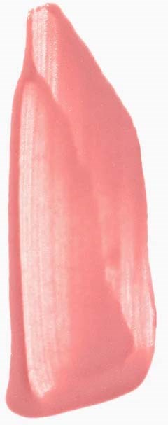 A large, curved pinkish-orange brush stroke or smear on white background.