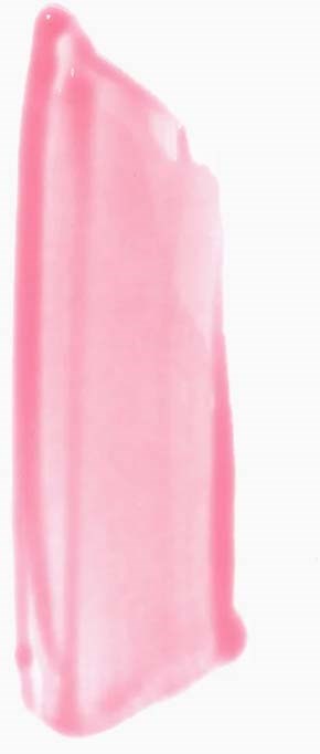 A pink, brush-stroked vertical shape on a white background, with a lighter shade near the top.