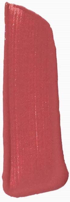 A smudge of pinkish-red makeup or lipstick. The stroke is vertical and slightly curved with a smooth texture.
