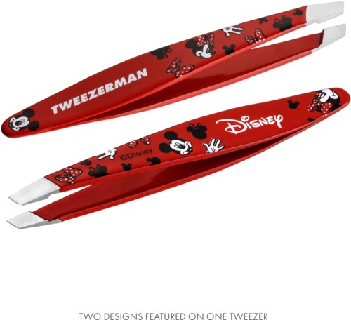 To røde tweezers med Disney- og Mickey Mouse-mønster med karakterer og logoer.