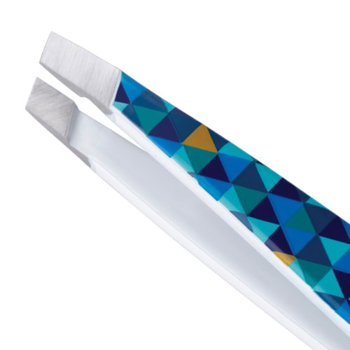 En par glasskeds tänger med ett färgglatt geometriskt mönster på handtaget.