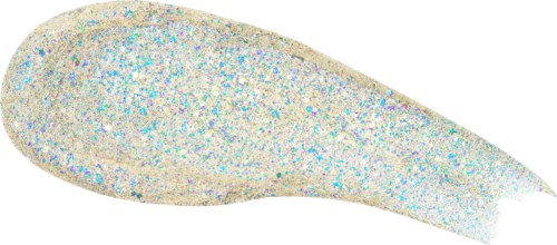 A spoon with white glitter and blue specks, shaped like a cooking or mixing utensil.