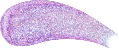 A sparkly, pink and purple teardrop shape with shiny, glittery texture.