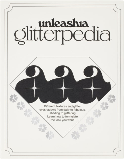 Logo und Anweisungen zu Glitzer-Lidschatten und Make-up-Tipps.
