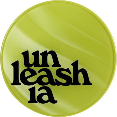 Vihreä pyöreä tarra, jossa on musta teksti "unleash la."