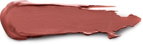 A swatch of pinkish-brown lipstick or makeup cream with a smooth texture and a pointed end.