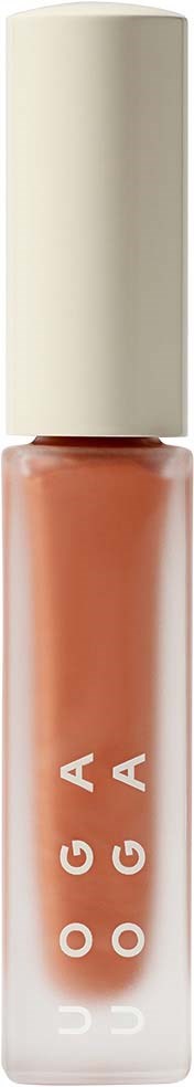 A small, brown lip gloss tube with a white cap, featuring the brand name 'BOGGAA' vertically.