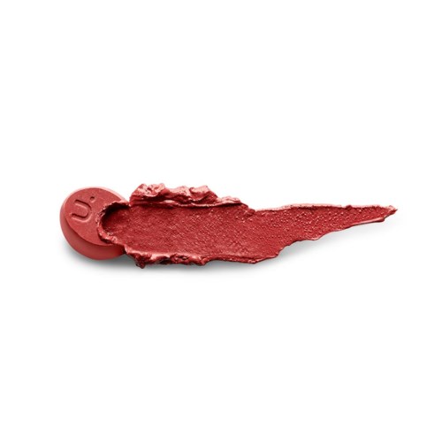 A red lipstick smear with the word 'Dior' on a round base. The background is white.