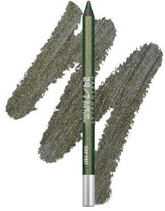 A green pencil with white eraser on a grey scratchy background.