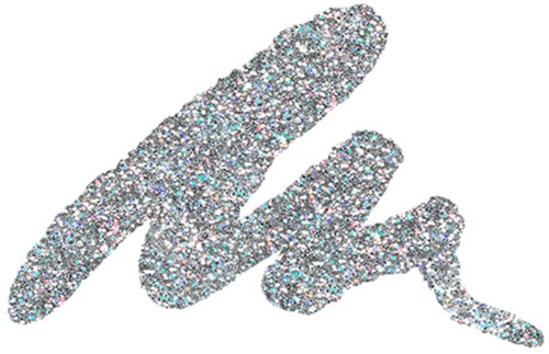 En pennetegning med glitrende sølvglitter, formet som en håndskrevet signatur.