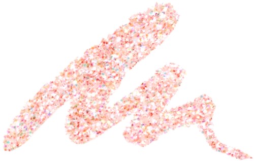 Een glitterachtig, roze en oranje spiraalontwerp op een zwarte achtergrond.