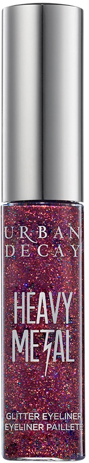 En tub av Urban Decay Heavy Metal glitter eyeliner med lila glitter och silverlock.