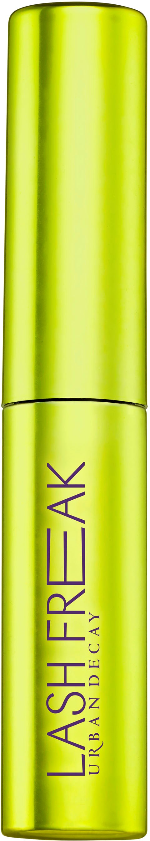 Ljusgrön läppstiftstift med svart text, som säger 'LASH FRESHER ULTRA AND DECAY'.