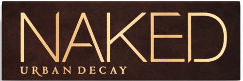 En svart bakgrund med ordet 'NAKED' i stora beige bokstäver och 'URBAN DECAY' nedanför.