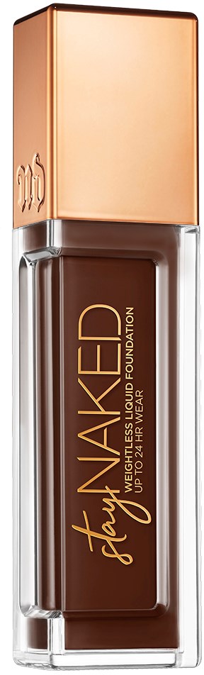 En flaska av Maybelline foundation med ett roséguldlock och brunt flytande inuti.