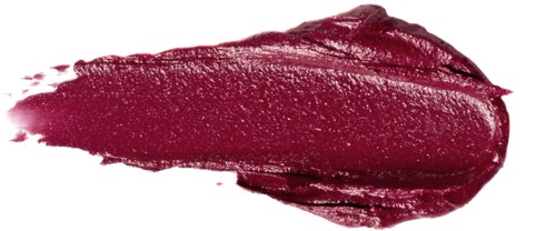 Ein Fleck dunkler roter Lippenstift auf weißem Hintergrund.