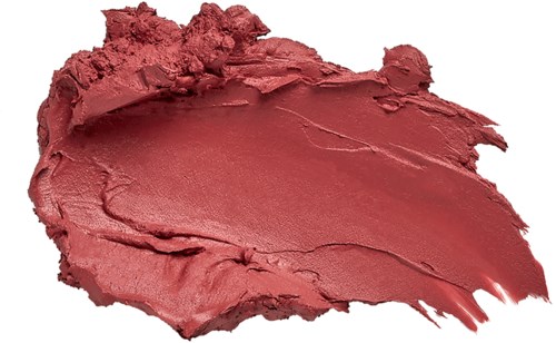 Ein Klecks von pink-rot. Lippenstift mit mattem Finish auf weißem Hintergrund.
