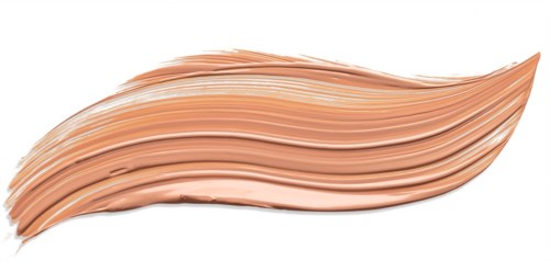En sträng av beigefärgad makeup-kräm med ett slätt, flytande utseende på vit bakgrund.