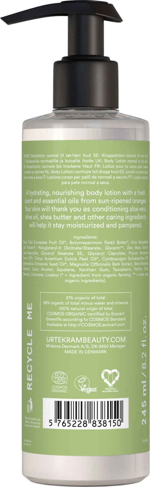 En klar plastflaske med pumpe, inneholder en lys grønn etikett med tekst, sannsynligvis et hudpleie- eller lotionprodukt.