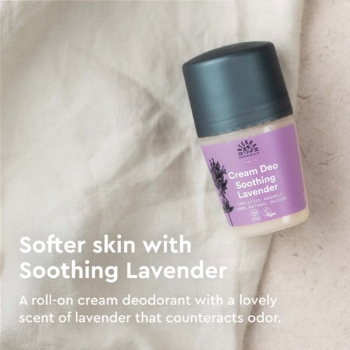 En lavendeldoftande roll-on deodorant för mjuk hud, beskriven som lugnande och luktbekämpande.
