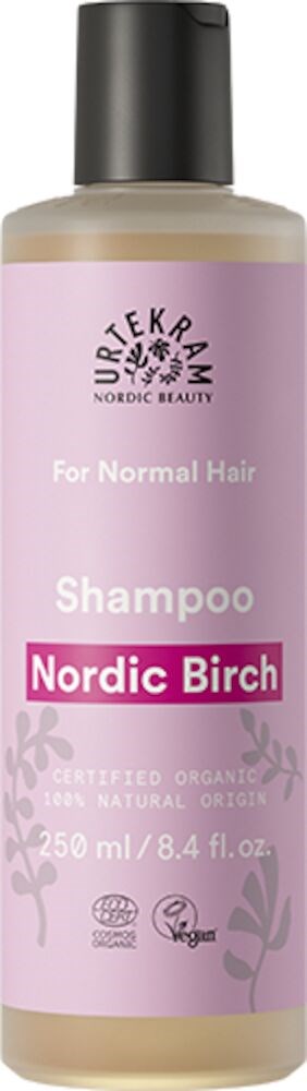Schampoflaska för normalt hår med Nordic Birch, ekologisk och vegansk, 250 ml.