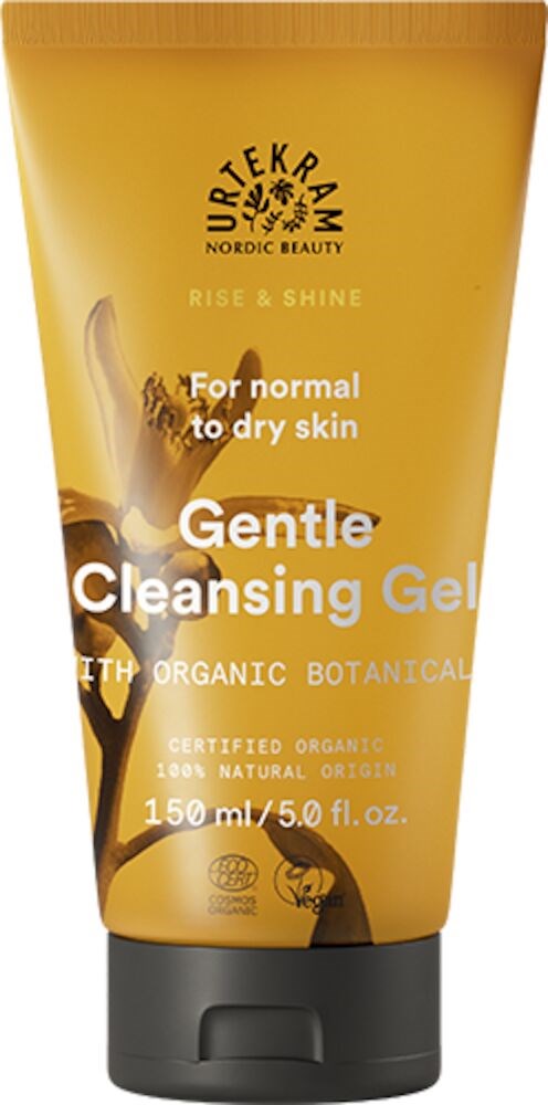Skonsam rengöringsgel för normal till torr hud från Urtekrams Nordic Beauty, 150 ml, ekologiska växtbaserade ingredienser.