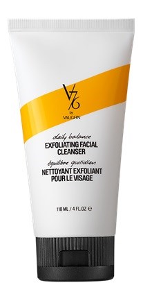 En tub med ansiktsskrubb, vit och gul design, 118 ml storlek, märke V6 av Valquin.