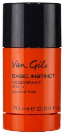 Musta ja oranssi deodoranttikynä, teksti Van Gils Basic Instinct, alkoholiton, 75 ml.