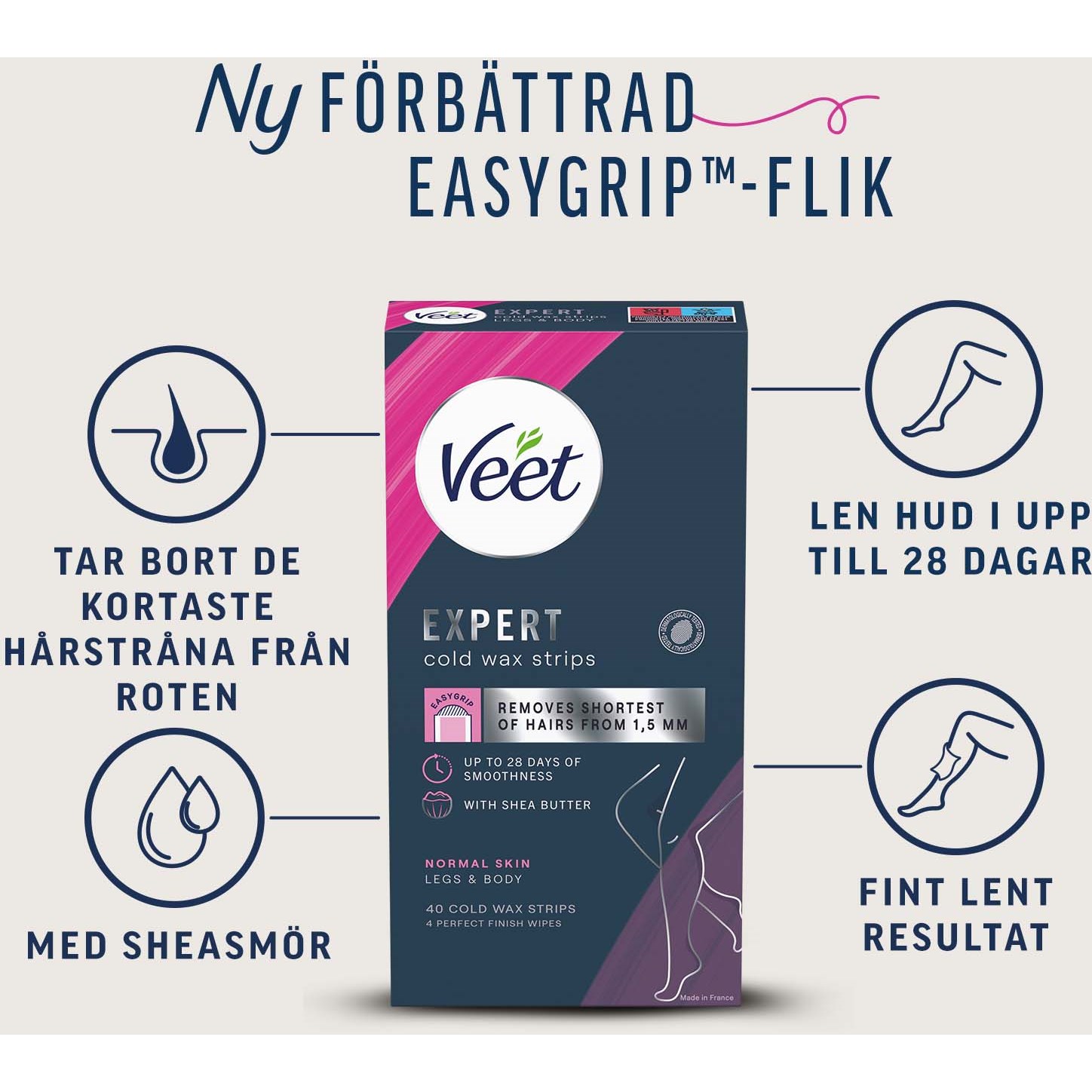 Veet Expert Cold Wax Strips Normal Skin Legs & Body 40 szt. (obrázok 4)