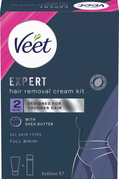 Veet Expert Hair Removal Cream Kit All Skin Types Full Bikini 100 ml