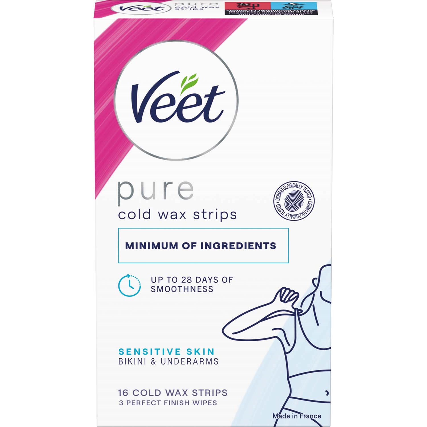 Läs mer om Veet Pure Cold Wax Strips Sensitive Skin Bikini & Underarms 16 st