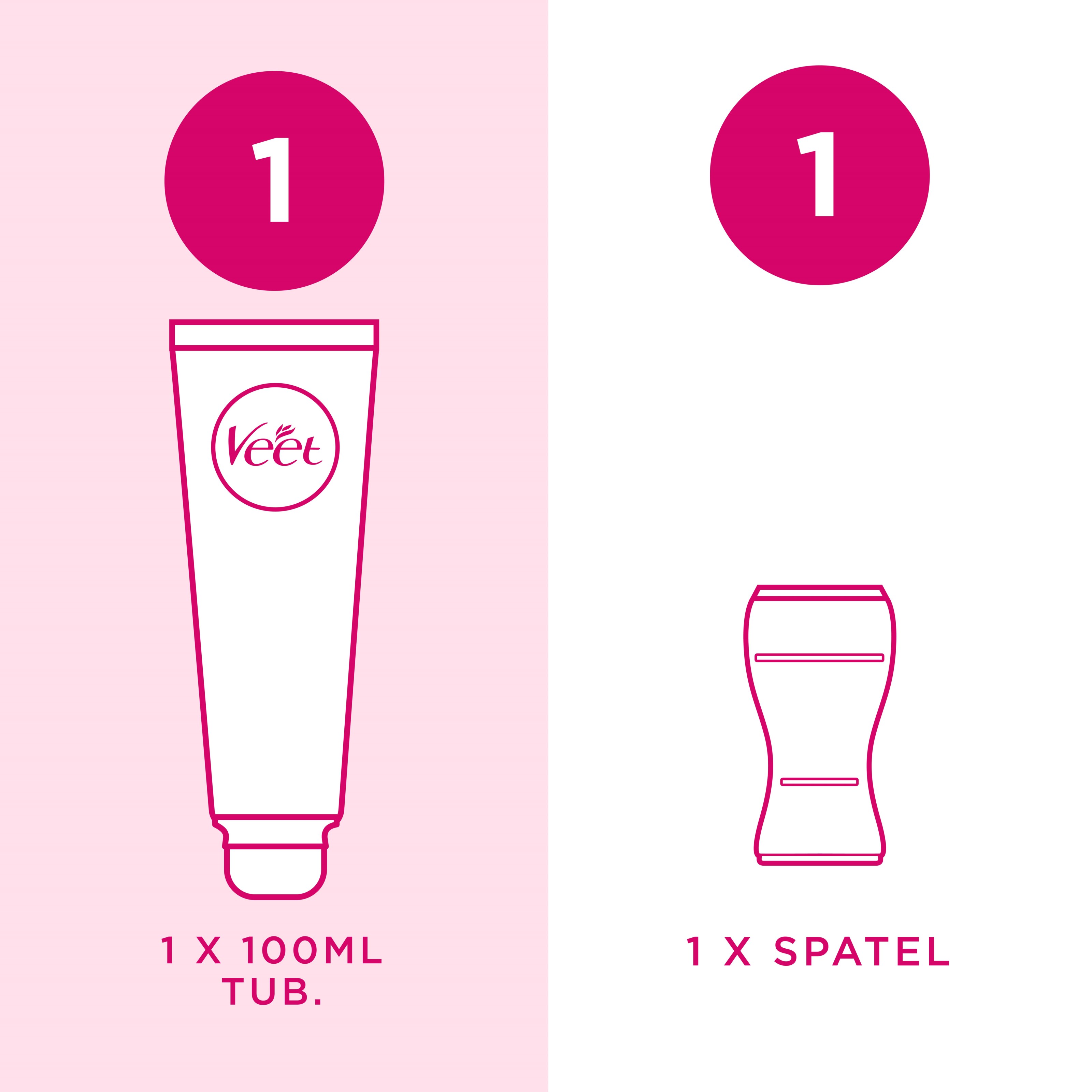 Veet Pure Hair Removal Cream Sensitive Skin Bikini & Underarms 100 ml (obrázok 3)