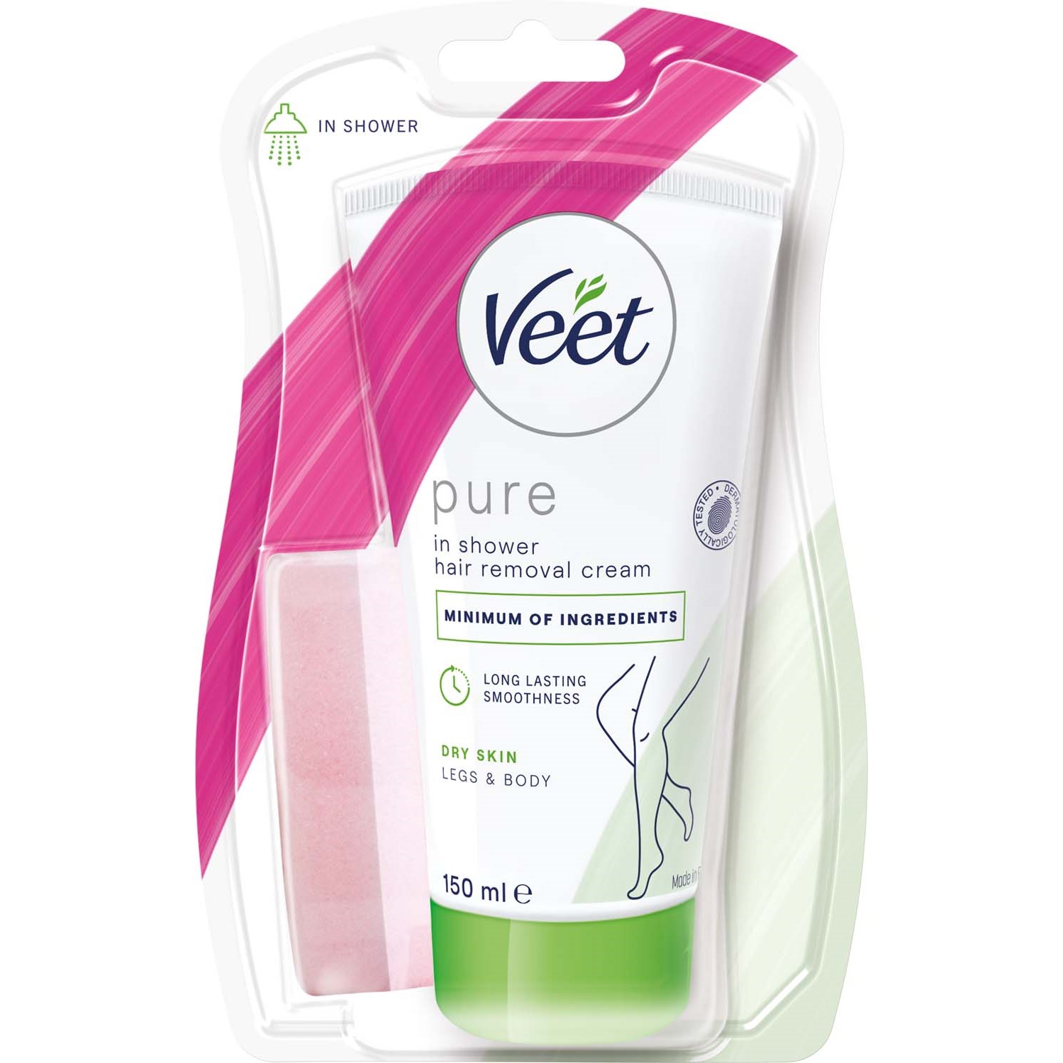 Läs mer om Veet Pure In Shower Hair Removal Cream Dry Skin Legs & Body 150 ml
