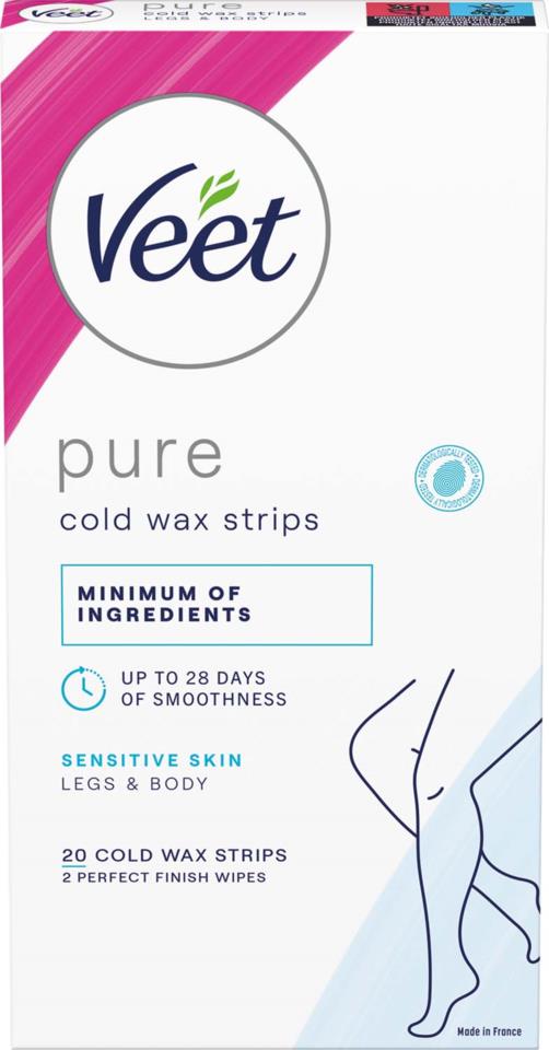 Veet Pure Wax Strips Sensitive Skin Legs & Body 20 pcs 