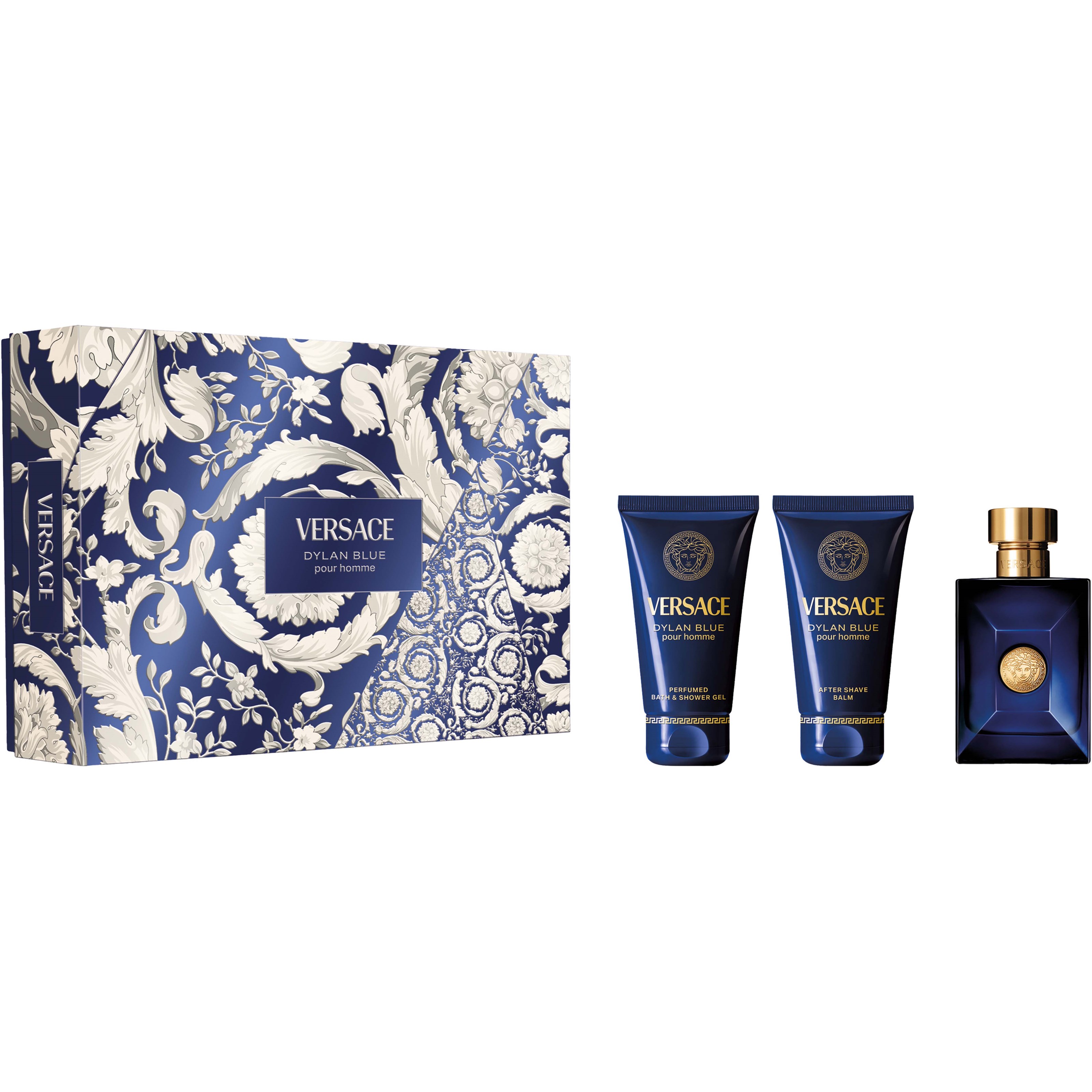 Versace Dylan Blue Pour Homme Giftset 150 ml Edt Spray 50ml/Bath & Shower Gel 50ml/Aftershave Balm 50ml