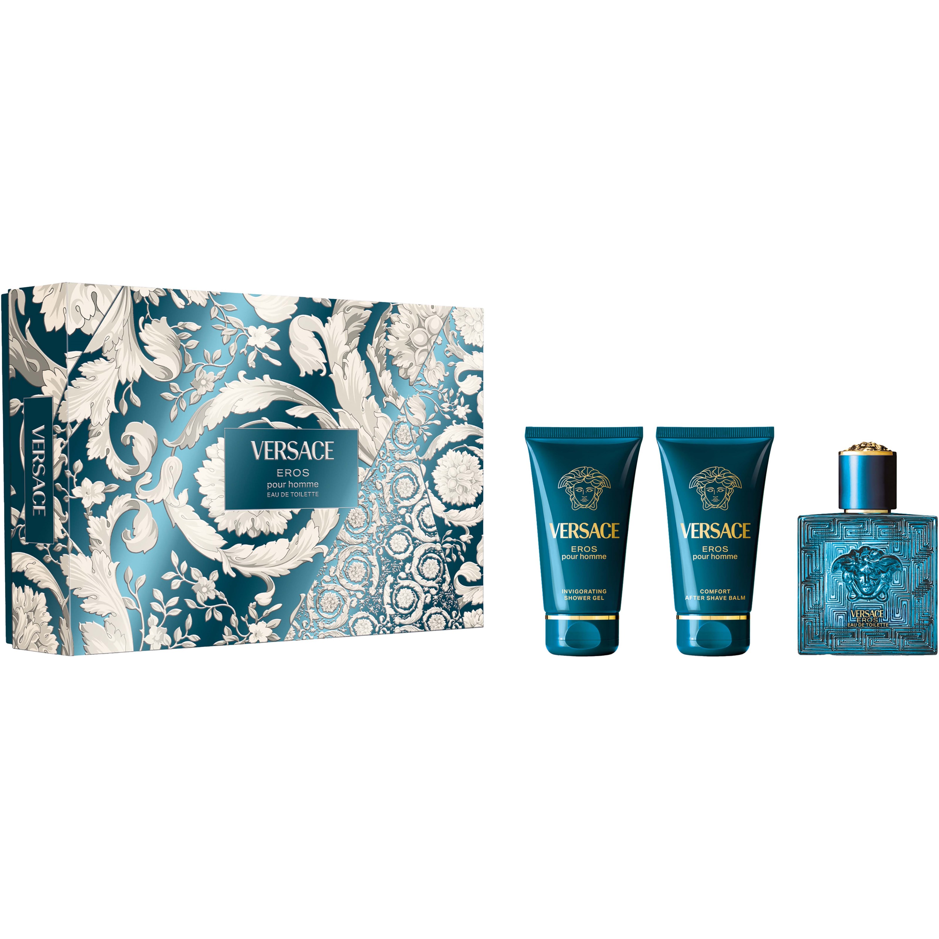 Versace Eros Pour Homme Giftset 150 ml Edt Spray 50ml/Bath & Shower Gel 50ml/Aftershave Balm 50ml