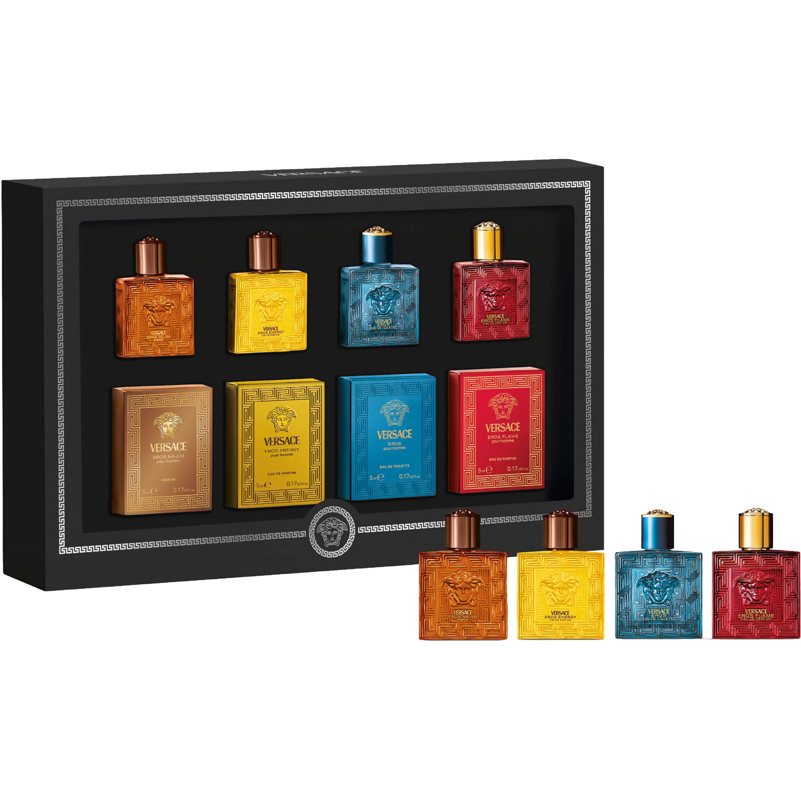 Versace Men Miniature Gift Set 20 ml 4x5ml - Eros Najim Parfum/Eros Energy Edp/Eros Edt/Eros Flame Edp