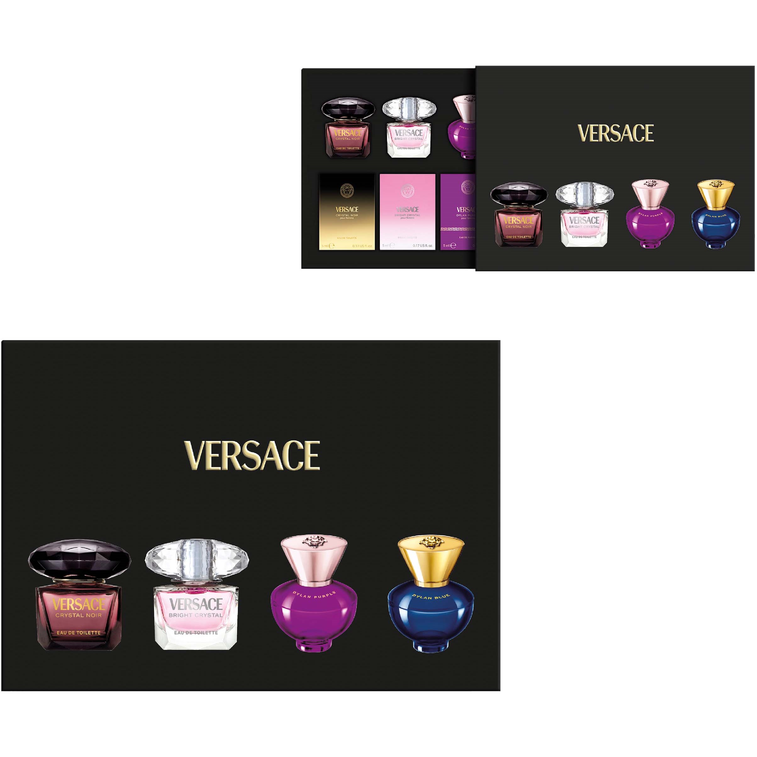 Versace Miniatures Set Women 20 ml 4x5ml - Crystal Noir Edt/Bright Crystal Edt/Dylan Purple Edp/Dylan Blue Edp