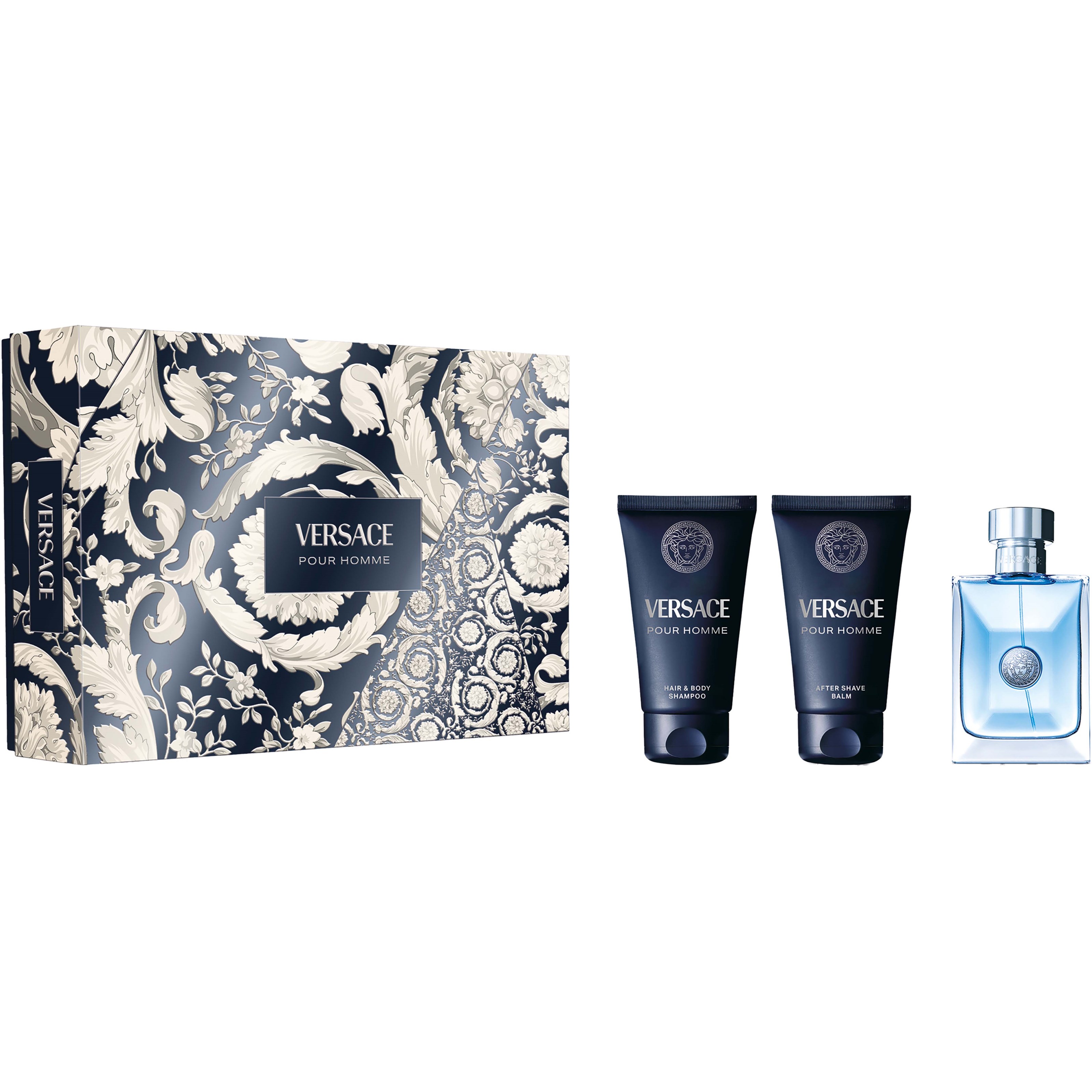 Versace Pour Homme Giftset 150 ml Edt Spray 50ml/Aftershave Balm 50ml/Hair & Body Shampoo 50ml