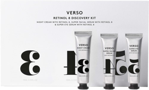 Verso Retinol 8 Discovery Kit includes night cream and two types of facial serums with retinol.