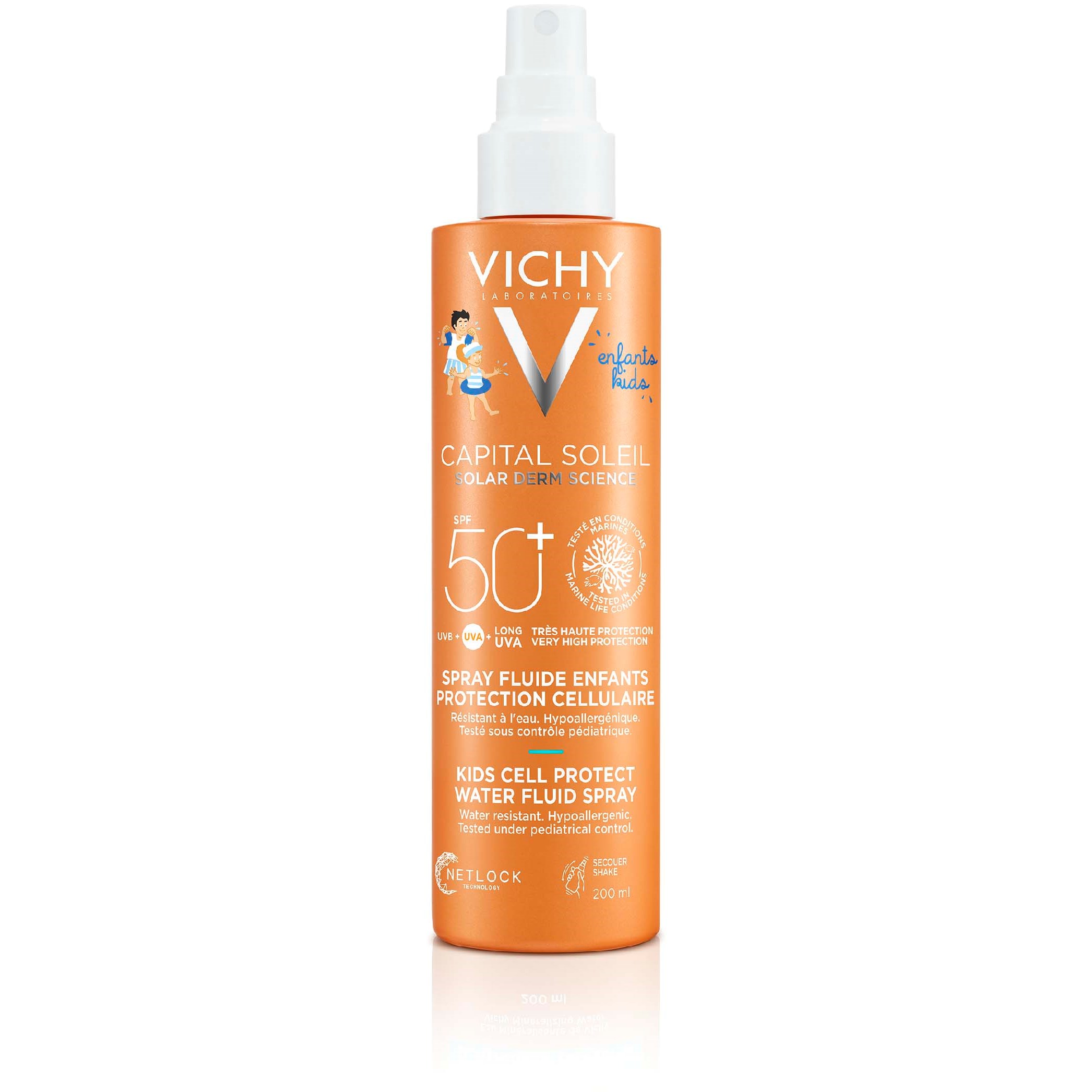 Läs mer om VICHY Capital Soleil Kids Cell Protect UV spray SPF50+ 200 ml