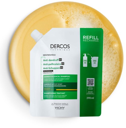 VICHY Anti Dandruff Dercos Shampoo for Dry Hair Refill 390 ml