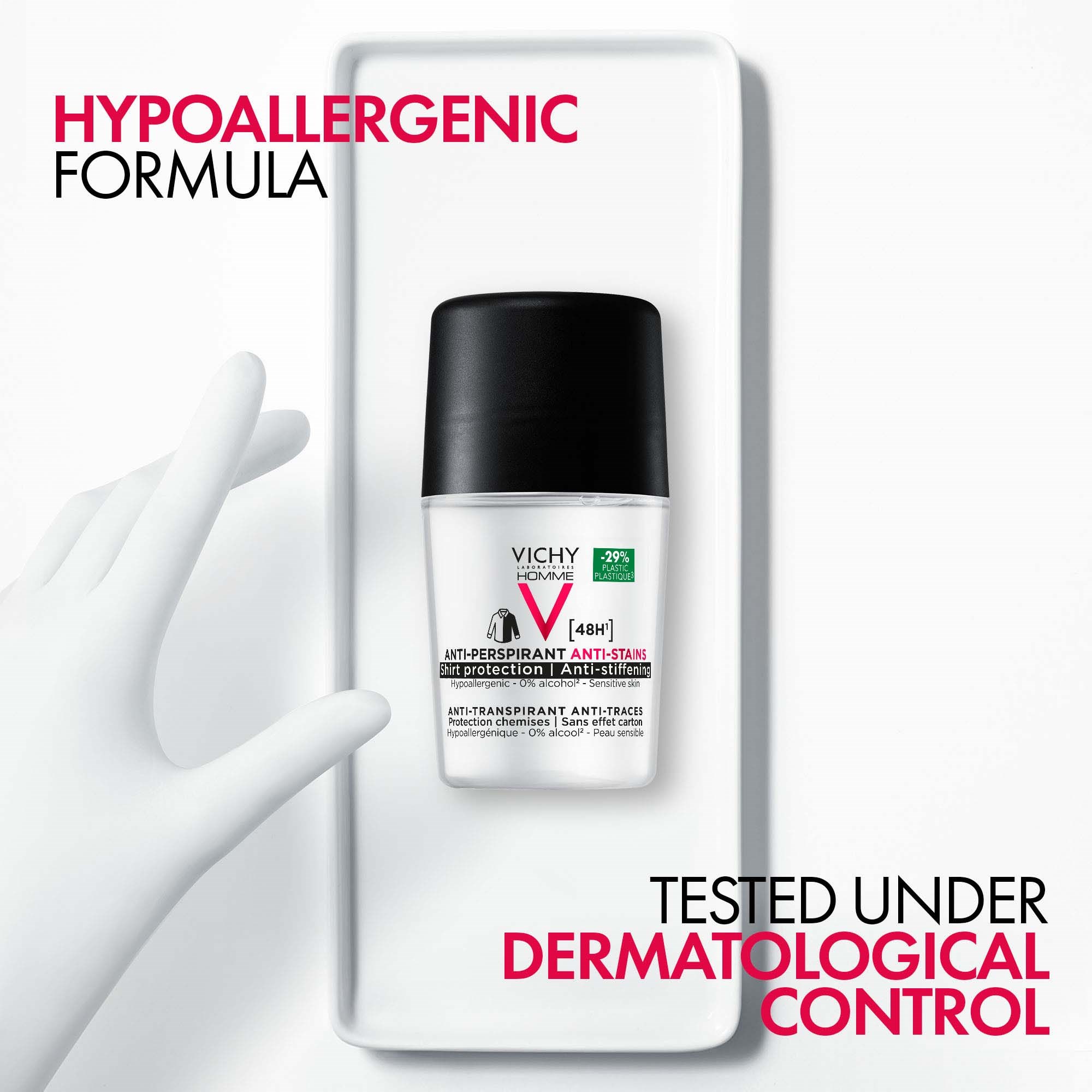 VICHY Homme 48H Anti-stain Anti-perspirant Deodorant Roll-On 50 ml (obrázok 4)
