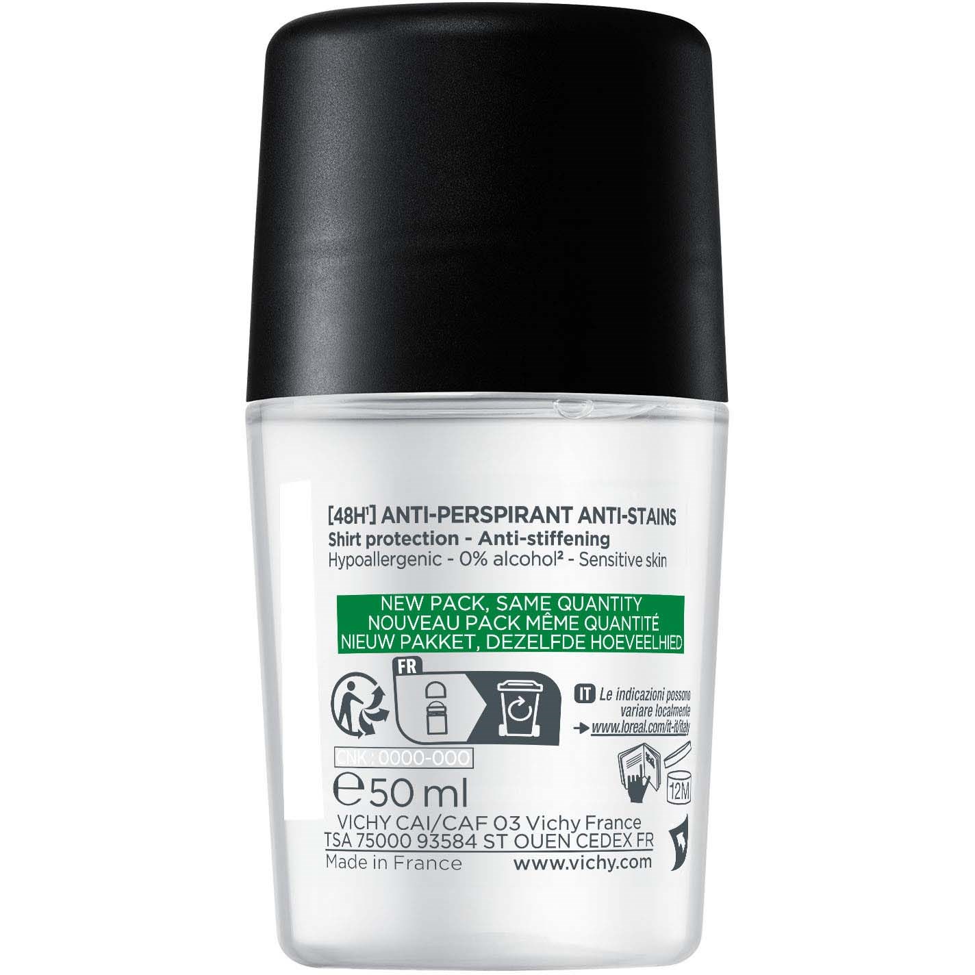VICHY Homme 48H Anti-stain Anti-perspirant Deodorant Roll-On 50 ml (obrázok 6)