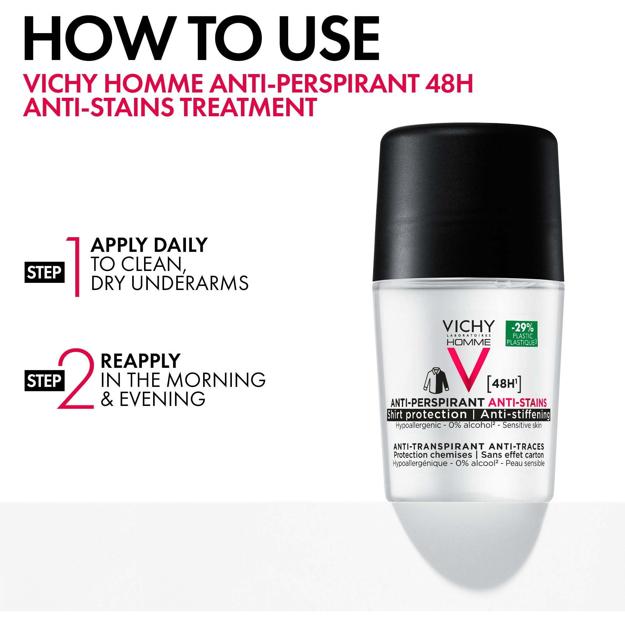 VICHY Homme 48H Anti-stain Anti-perspirant Deodorant Roll-On 50 ml (obrázok 9)