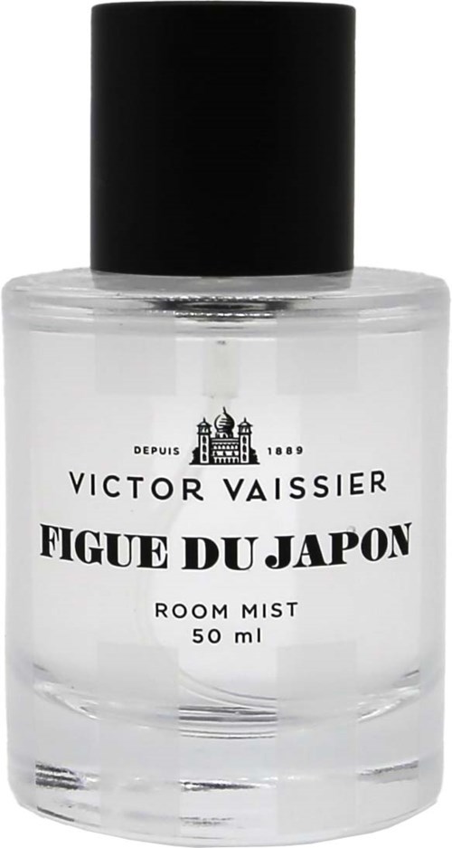 Een duidelijke fles van Victor Vaissier Figue du Japon kamergeur met zwarte dop.