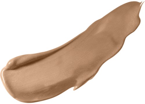 En svep av beige kräm, slät och utbredd, med ett litet glans. Det ser ut som smink eller foundation.