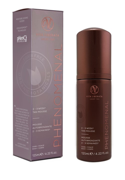 A skincare product for tanning, in a purple box and brown bottle, suitable for 2-3 weeks use.