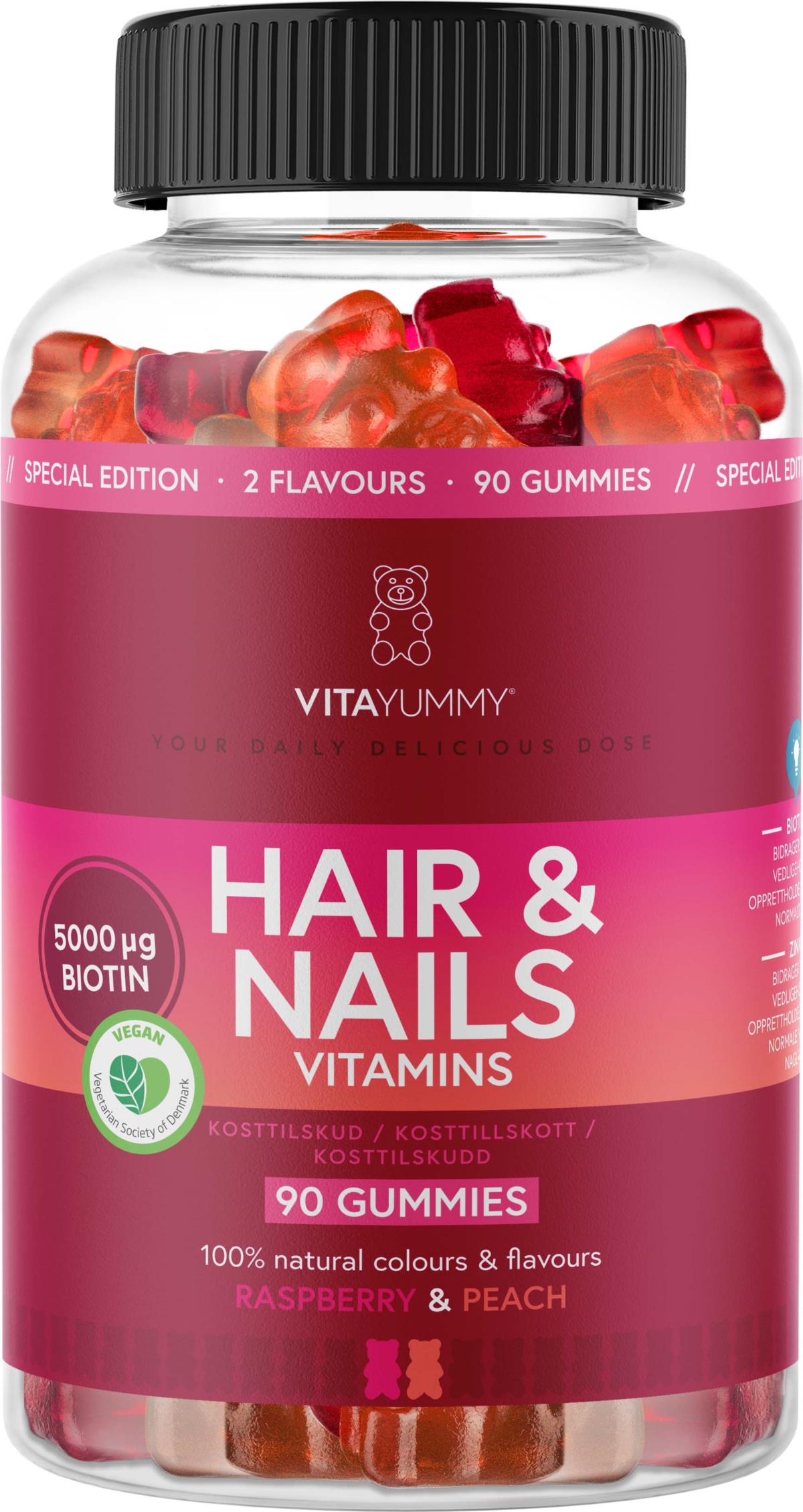 VitaYummy Hair & Nails MIX - Raspberry & Peach 90 st | lyko.com