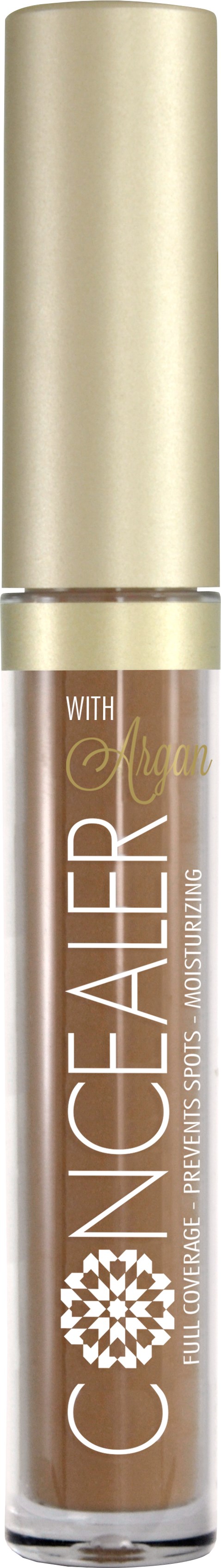 En läppglansrör med guldlock och beigefärgad gloss inuti märkt 'INCREASE LIP GLOSS' med floral design.